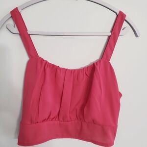 NY & Company Women's Pink Crop Smocked Top M Coquette Collegiate Beach Layering